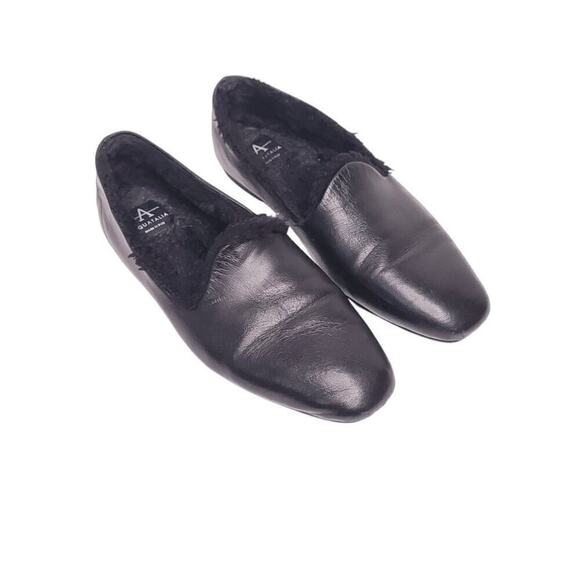 AQUATALIA Rayla Leather Faux Fur Lined Loafer In Black - Picture 3 of 8